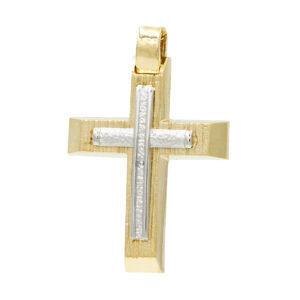Ανδρικός Σταυρός από Κίτρινο και Λευκό Χρυσό Κ14 ΣΤ1260