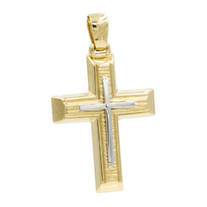 Ανδρικός Σταυρός από Κίτρινο και Λευκό Χρυσό Κ14 ΣΤ1259