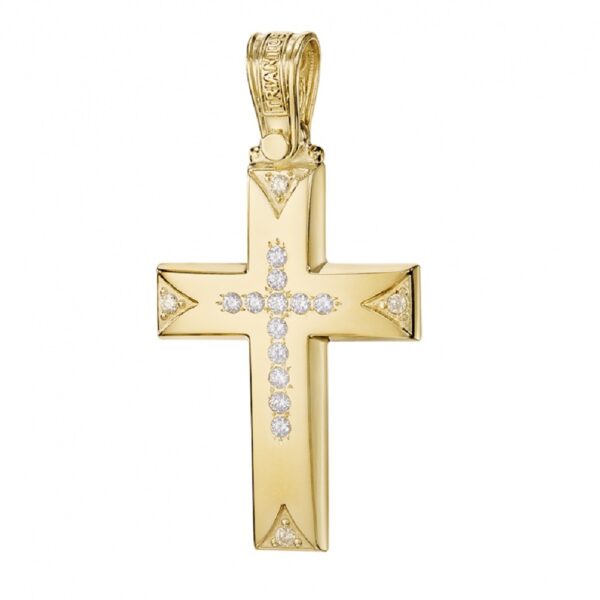 Γυναικείος Σταυρός Τριάντος από Κίτρινο Χρυσό Κ14 με Ζιργκόν 1.2.1315