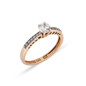 Μονόπετρο Δαχτυλίδι Ψωμάς σε Ροζ & Λευκό Χρυσό Κ14 με Ζιρκόν D-41773
