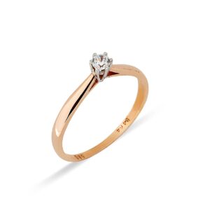 Μονόπετρο Δαχτυλίδι σε Ροζ & Λευκό Χρυσό Κ14 με Ζιρκόν ΔΚ0883