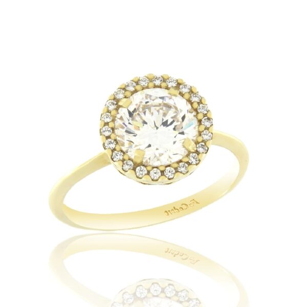Δαχτυλίδι Ροζέτα FaCad’oro σε Κίτρινο Χρυσό Κ14 με Ζιργκόν ΔΚΤ-000418