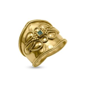 Βυζαντινό Δαχτυλίδι από Κίτρινο Χρυσό Κ18 με Ζιρκόν ΔΚ0479