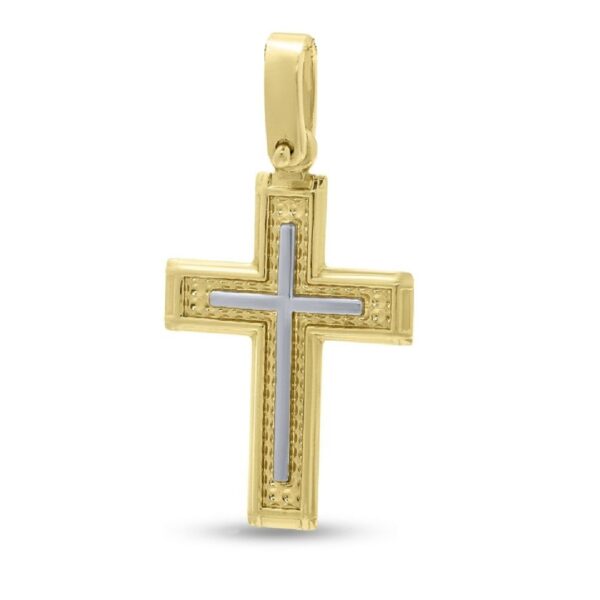 Ανδρικός Σταυρός από Κίτρινο και Λευκό Χρυσό Κ14 ΣΤ0229
