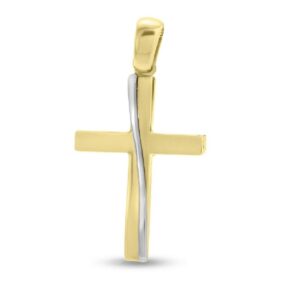 Ανδρικός Σταυρός σε Κίτρινο και Λευκό Χρυσό Κ14 ΣΤ1123
