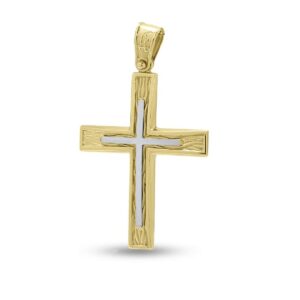 Ανδρικός Σταυρός Anorado από Κίτρινο και Λευκό Χρυσό Κ14 ΣΤ1200