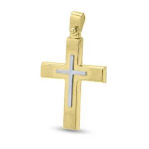 Ανδρικός Σταυρός από Κίτρινο και Λευκό Χρυσό Κ14 ΣΤ1352
