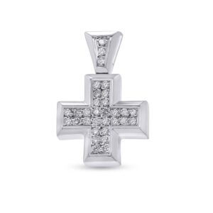 Γυναικείος Σταυρός από Λευκό Χρυσό Κ18 με Διαμάντια BST015