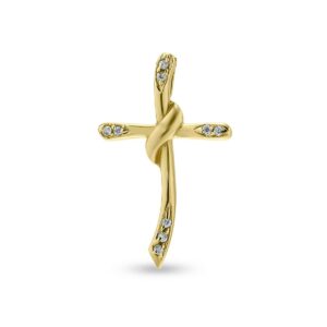 Γυναικείος Σταυρός από Κίτρινο Χρυσό Κ14 με Ζιργκόν ΣΤ0435