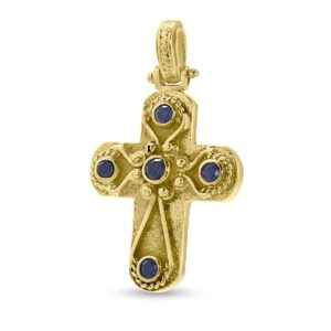 Βυζαντινός Σταυρός FaCad’oro από Κίτρινο Χρυσό Κ14 με Ζιργκόν ΣΤ0478