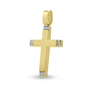 Γυναικείος Σταυρός από Κίτρινο Χρυσό Κ14 με Ζιργκόν ΣΤ1363