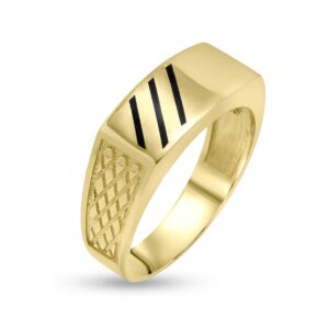Ανδρικό Δαχτυλίδι από Κίτρινο Χρυσό Κ14 με Σμάλτο ΑΝ0157