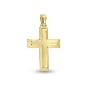 Ανδρικός Σταυρός Λουστρέ σε Κίτρινο Χρυσό Κ14 ΣΤ1410