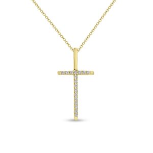 Γυναικείος Σταυρός με Αλυσίδα από Κίτρινο Χρυσό Κ18 με Διαμάντια BST077