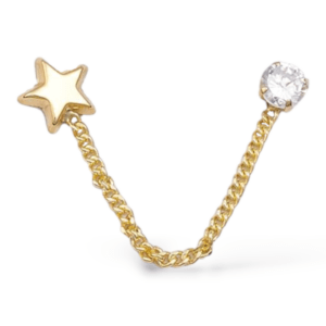 Σκουλαρίκια Αστέρι & Μονόπετρο σε Κίτρινο Χρυσό Κ9 με Ζιργκόν ΣΚ1309