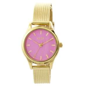 Loisir Ρολόι Mini Elegance με Επίχρυσο Ατσάλινο Μesh Βand & Φούξια Καντράν 11L03-00707