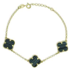 Βραχιόλι με Σταυρουδάκια από Επιχρυσωμένο Ασήμι 925 με Μαλαχίτη ΑΒΡ0914