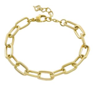 Loisir Βραχιόλι Links ατσάλινο επίχρυσο καδένα με στριφτό σχέδιο 02L27-00955