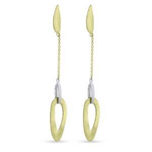 Σκουλαρίκια Αλυσίδα Κρεμαστά σε Κίτρινο & Λευκό Χρυσό Κ14 με Ζιρκόν ΣΚ0670