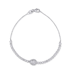 Βραχιόλι Σειρέ με Ροζέτα από Λευκό Χρυσό Κ9 με Ζιρκόν ΒΡ0887