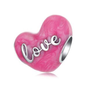 Σύμβολο Silver Me Pink love heart για Βραχιόλι από Ασήμι 925 ΑΒΡ0951