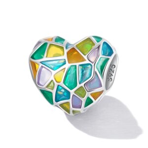 Σύμβολο Silver Me Colorful glass heart για Βραχιόλι από Ασήμι 925 με Ζιρκόν ΑΒΡ0960