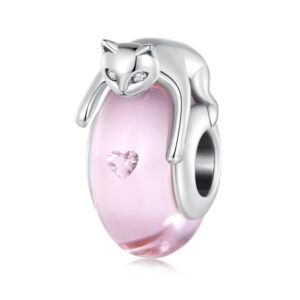 Σύμβολο Silver Me Glass cat bead για Βραχιόλι από Ασήμι 925 με Ζιρκόν ΑΒΡ0984